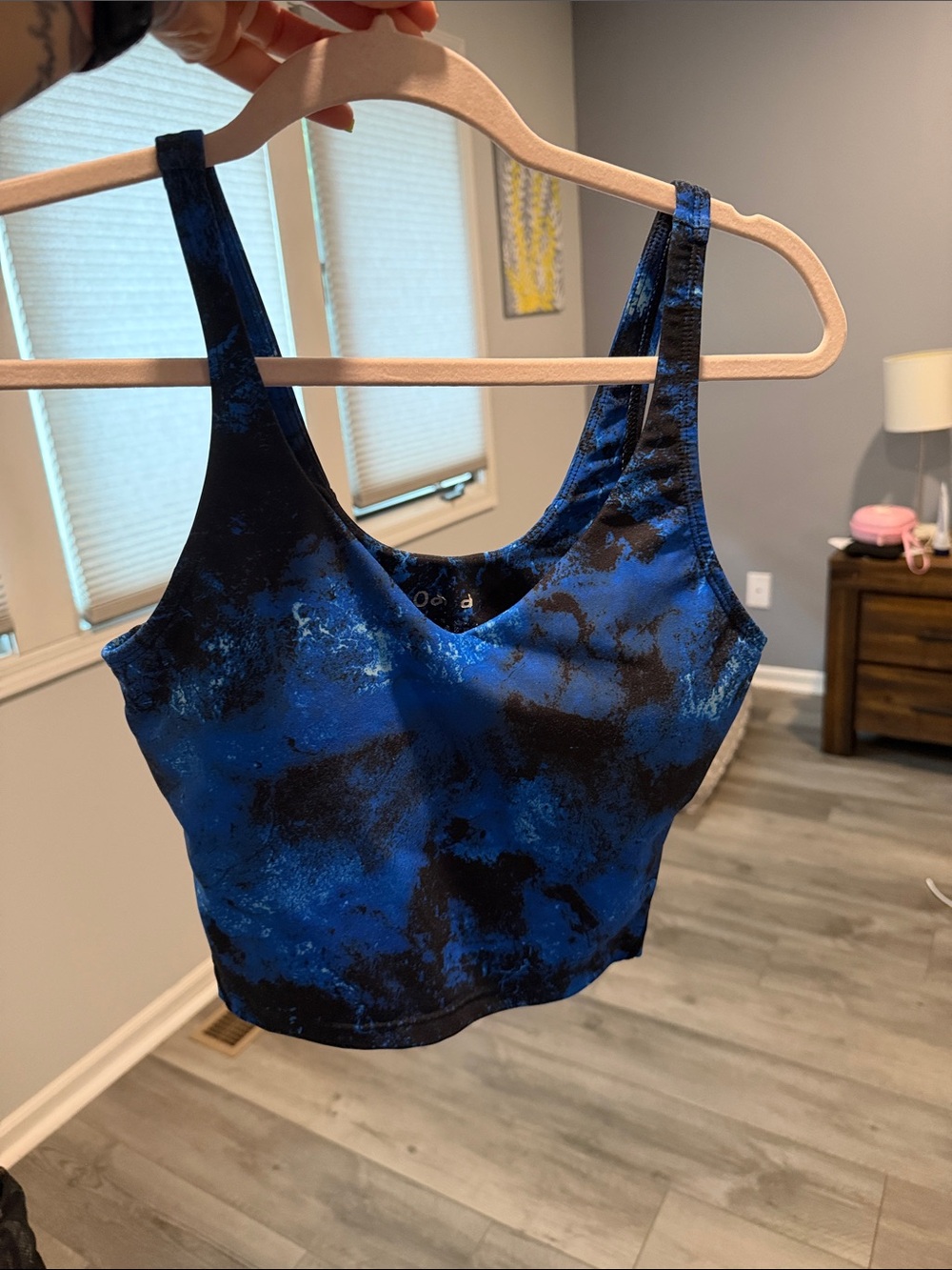 Blue and Black Marble Sports Bra Crop Top
